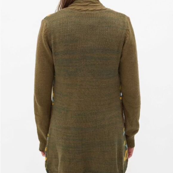 BKE Buckle Sweater Womens Large Brown Mustard Button Up Cardigan Bohemian Knit - Picture 2 of 5